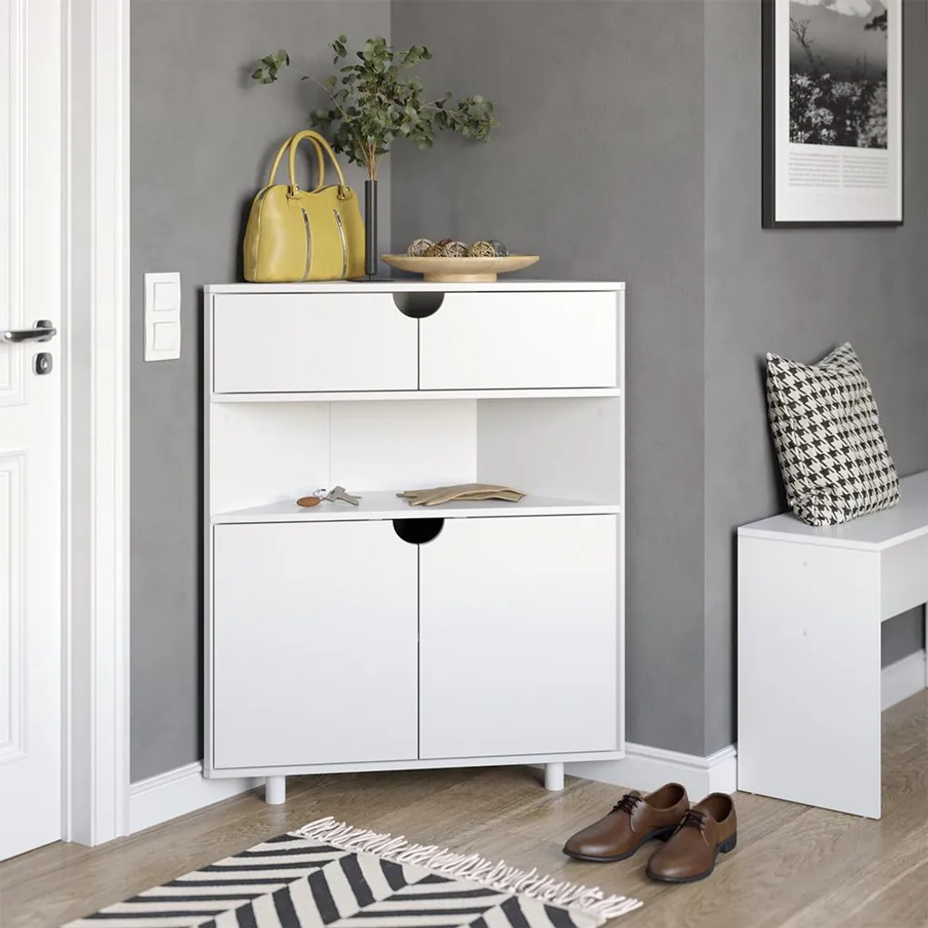 Commode Vicco Inaro Blanc 79x96cm Model 57957 avec 4 Compartiments