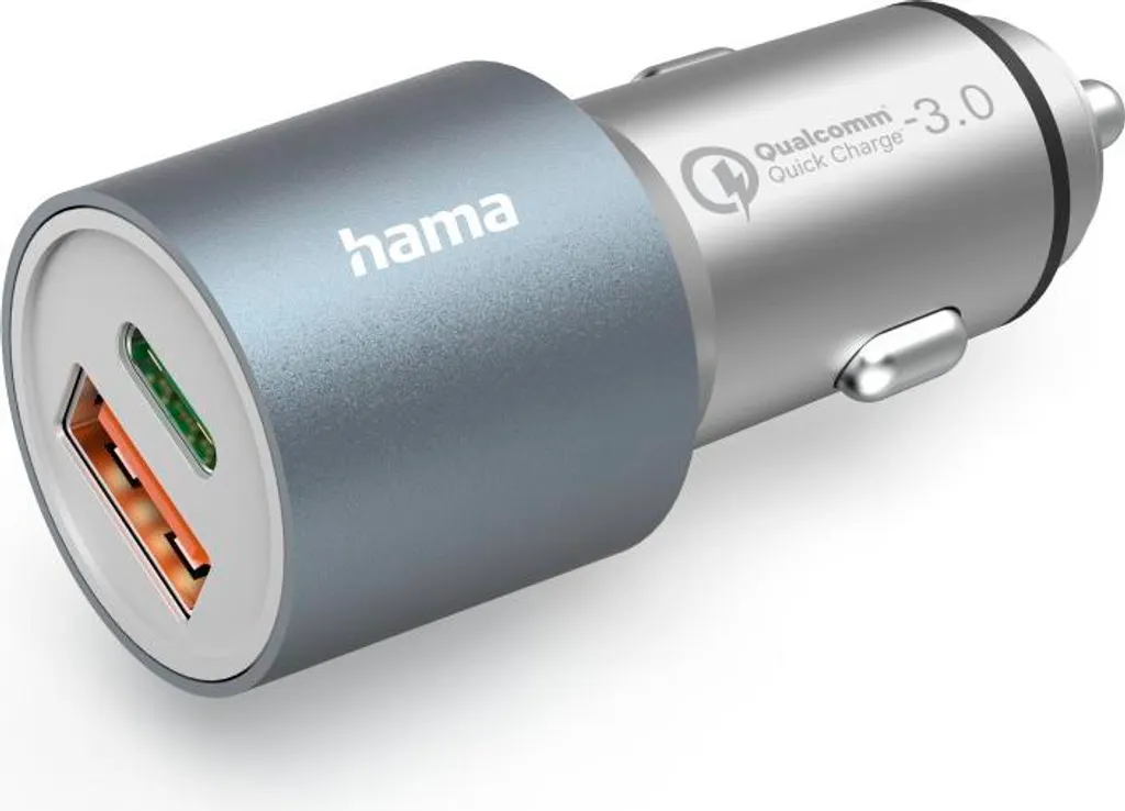 Adaptateur allume-cigare USB-C et USB-A 38W métal pour smartphone