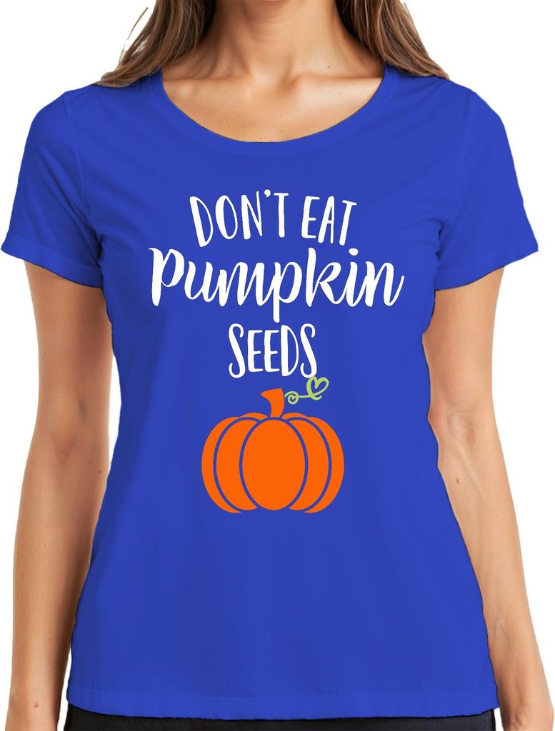 DON'T EAT Pumpkin SEEDS Halloween Kürbis Geschenk Schwangerschaft Damen T-Shirt, Blau, XL