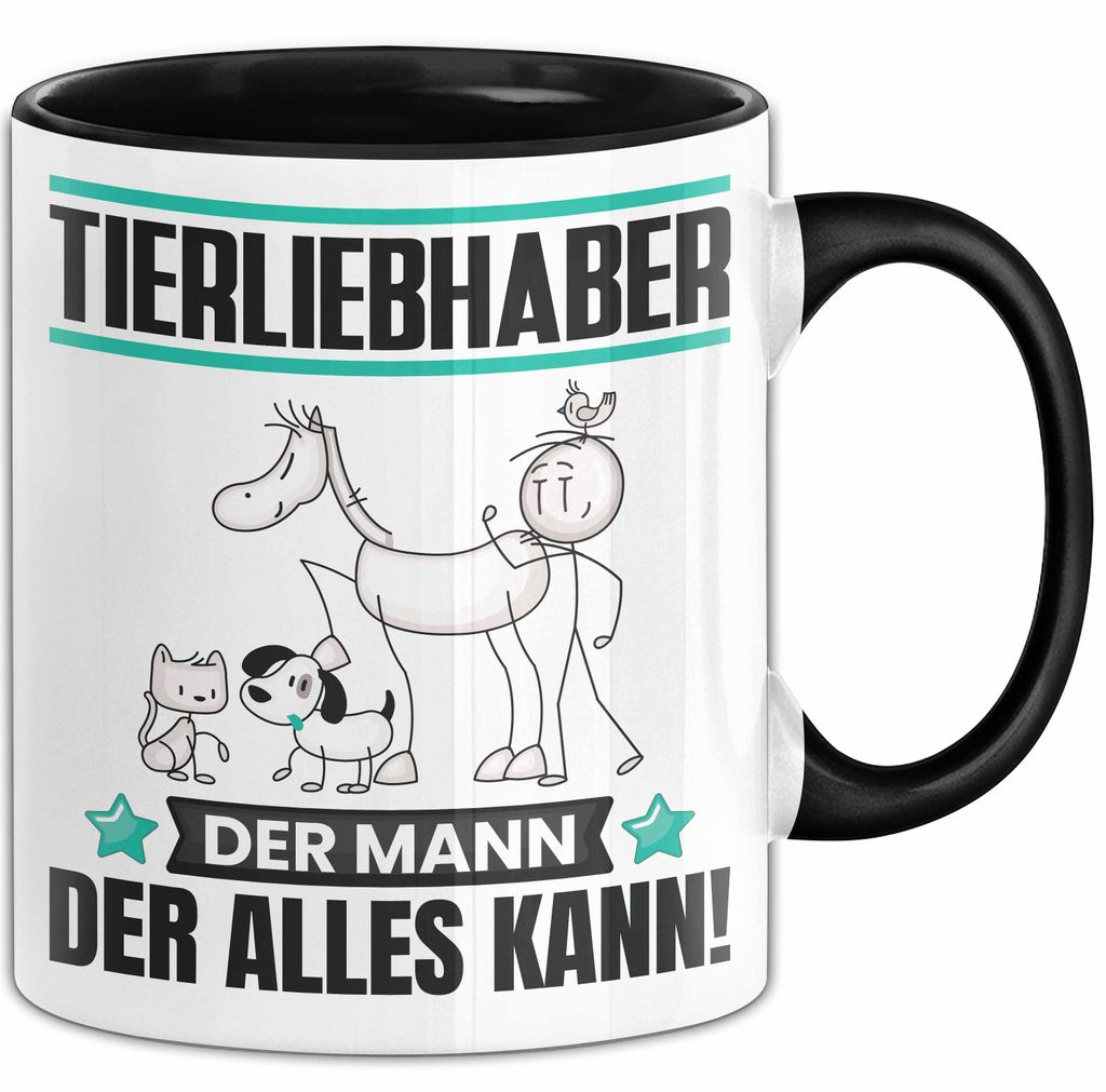Tierliebhaber Tasse Geschenk für Tierliebhaber Der Mann Der Alles Kann Geschenkidee zum Geburtstag (Schwarz)