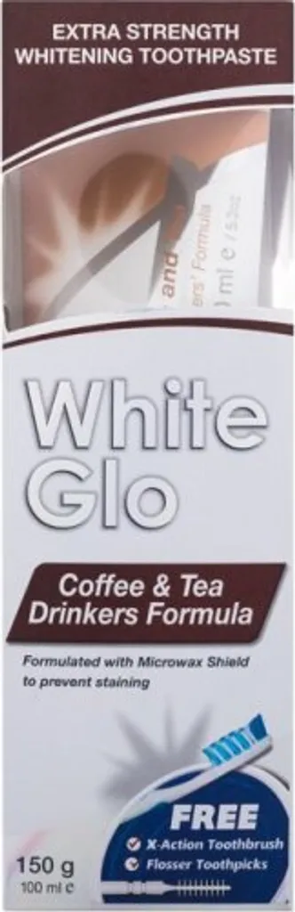 White Glo Dentifrice Extra Strength Blanchiment Intense Caféine 150g