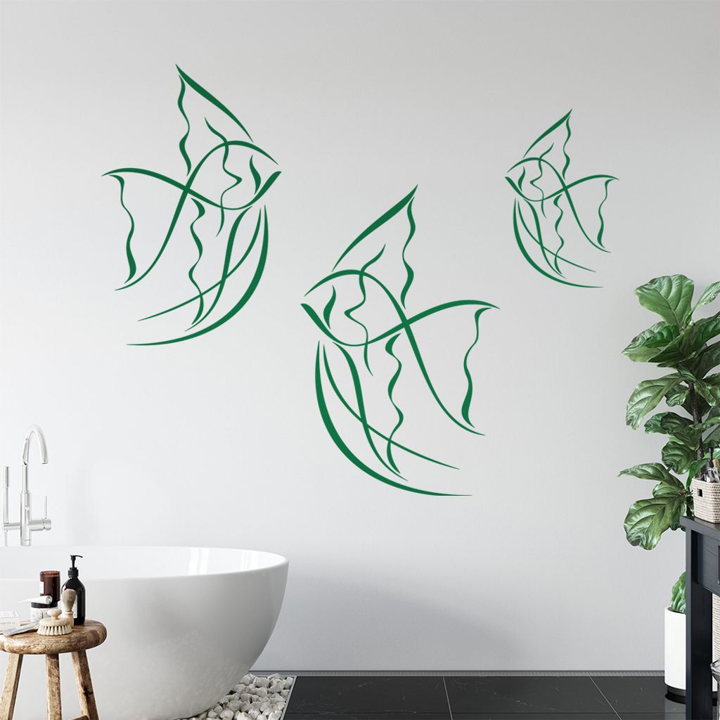 Fische Linien - Fisch Wandtattoo in 6 Größen - Wandaufkleber Wall Sticker - Dekoration, Küche, Wohnzimmer, Schlafzimmer, Badezimmer