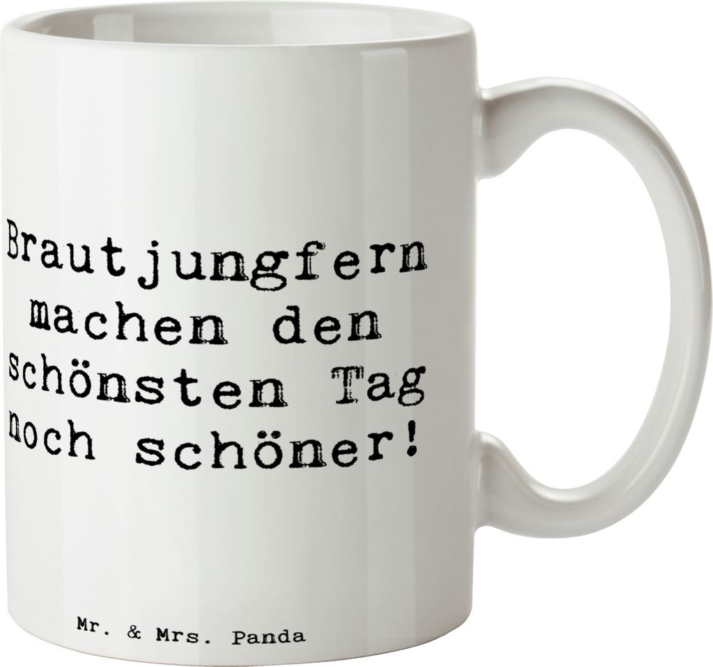 Mr. & Mrs. Panda Kaffeetasse Spruch Brautjungfern Wunder - Weiß - Geschenk, Hochtzeit, Becher, Braut, Hommage, bedruckt, Bedruckte Tasse, Beistand...
