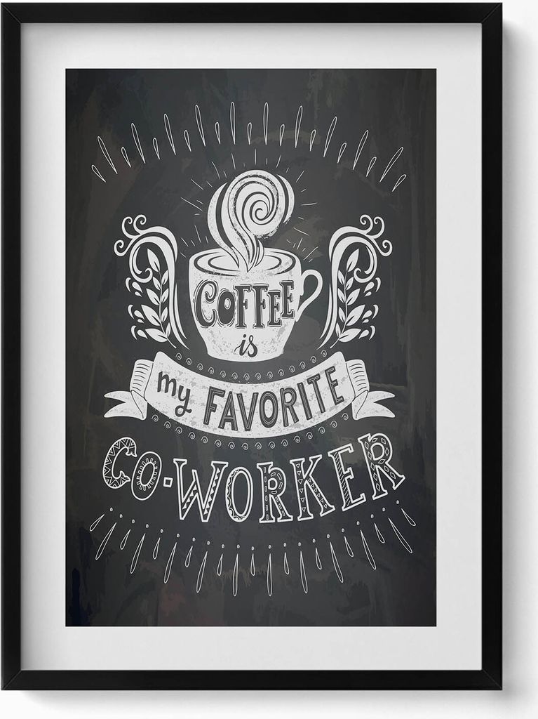 Beschriftung für Küche und Büro „Kaffee ist mein Lieblingsmitarbeiter“– Wandbild mit Rahmen – Gerahmtes Bild – Wanddekoration – 50x...