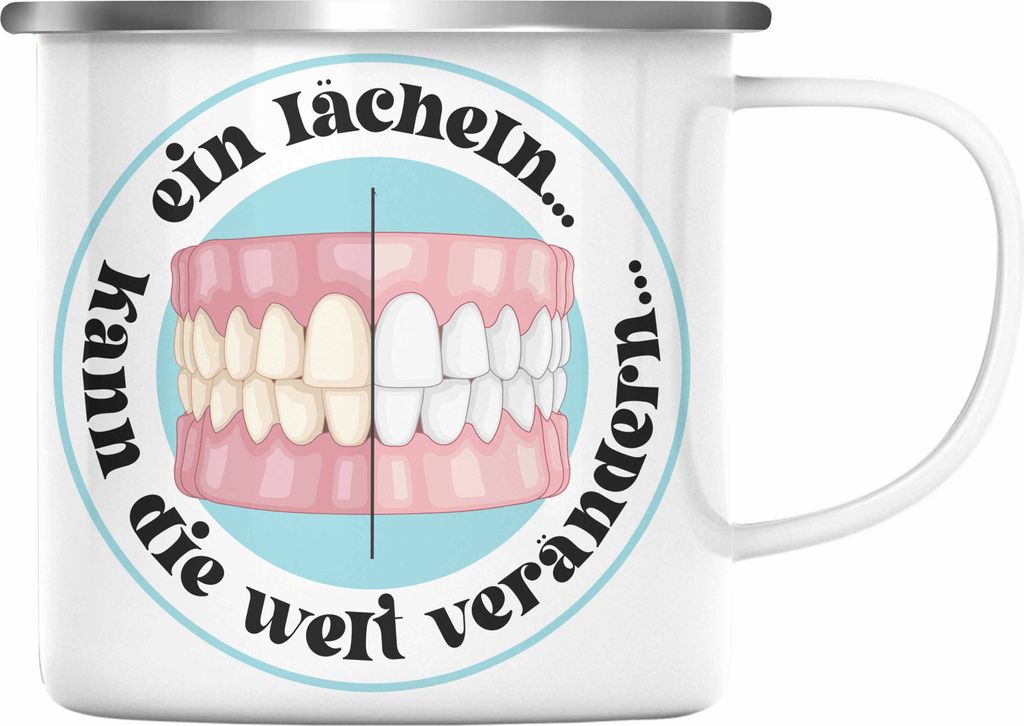 Trendation - Zahntechniker Emaille Tasse Geschenk Zahnarzt Lustig Praxis Geschenkidee Zahnarzthelferin Zahntechniker Zahnärztin - Ein Lächeln Kan...