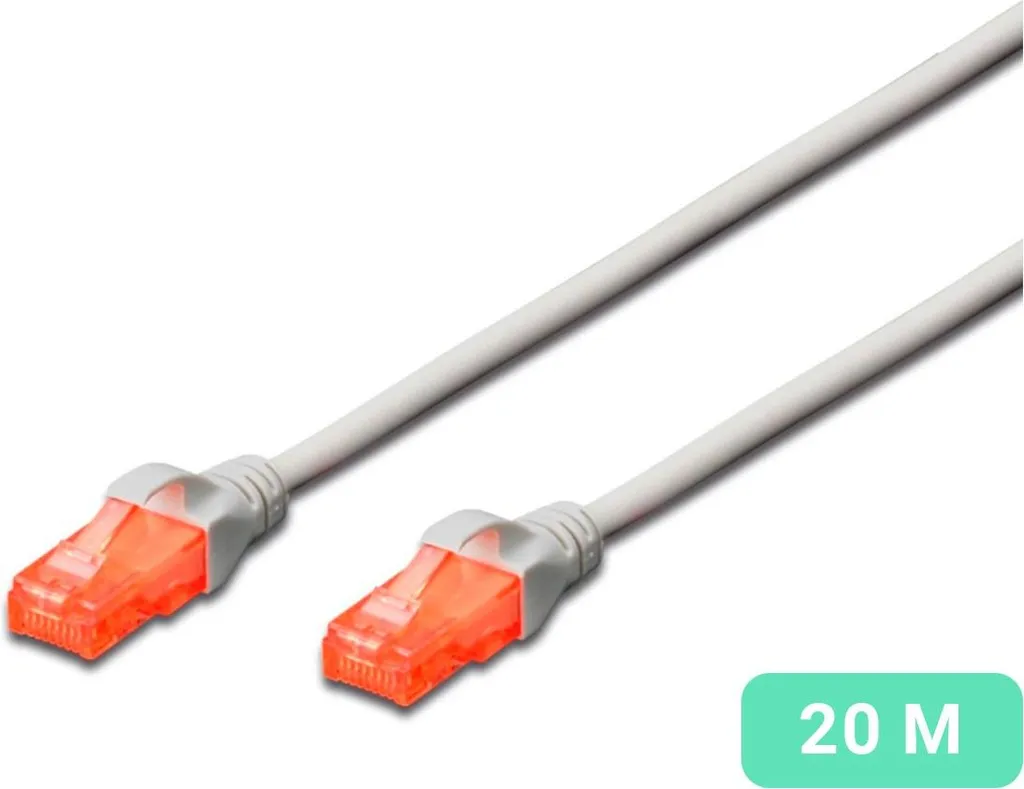 Câble réseau Ewent IM1033 Cat.6 U/UTP de 20m Gris haute performance RJ45