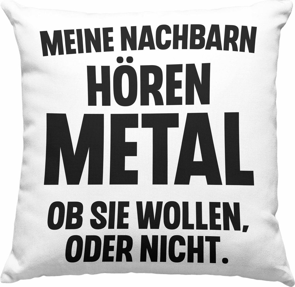 Trendation - Heavy Metal Geschenke Rockmusik Geschenk Deko-Kissen mit Füllung 40x40 Lustig Deko (Rosa)