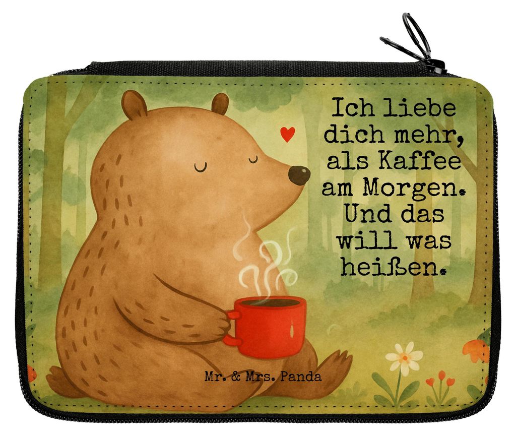 Mr. & Mrs. Panda Federtasche Bär Morgenkaffee Design - Weiß - Geschenk, Hochzeitstag, Jahrestag, Freundin, Freund, für Frauen, Valentinstag, Fed...