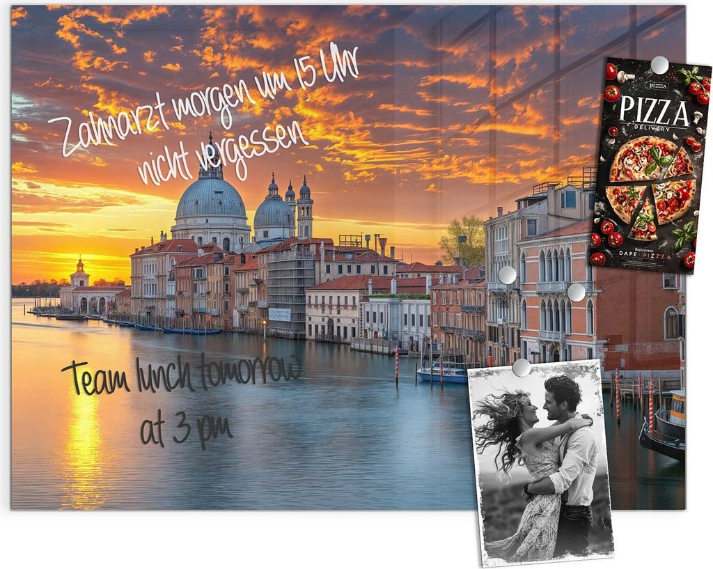 Magnettafel 120x90cm Pinnwand Whiteboard beschreibbar - Venedig bei Sonnenuntergang