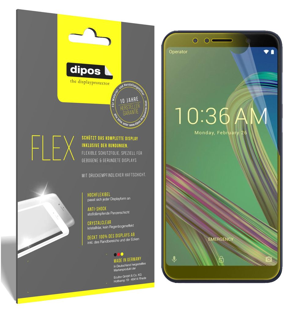 3x Asus ZenFone Max M1 (ZB556KL) Schutzfolie Folie, 100% Displayabdeckung, dipos