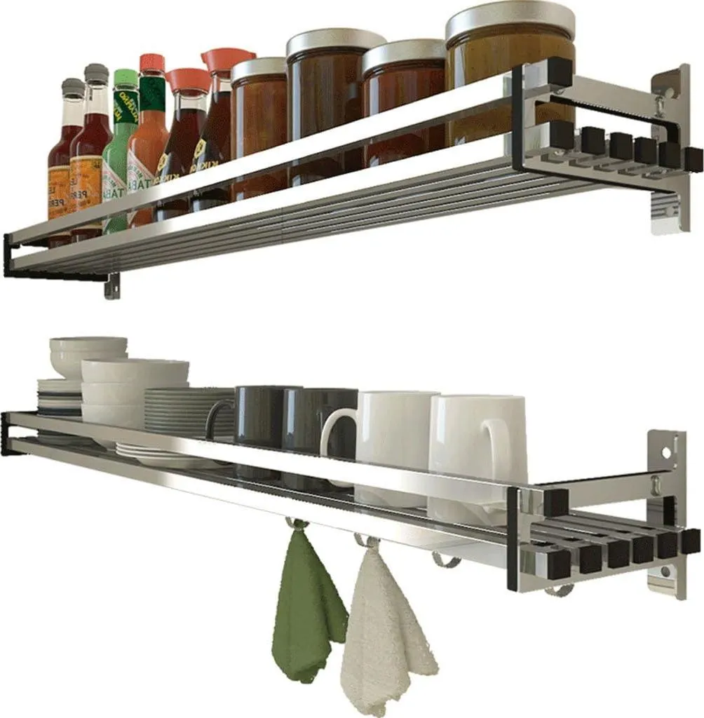 Étagère de cuisine murale à épices en acier inoxydable 304 de 50 cm