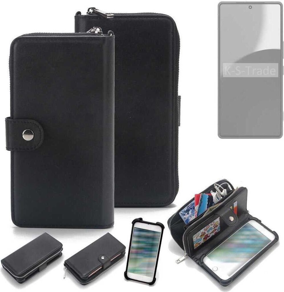 K-S-Trade 2in1 Handyhülle Schutzhülle kompatibel mit Sharp Aquos R9 Pro & Portemonnee Cover Handy Hülle Case Etui Geldbörse Wallet Bookstyle