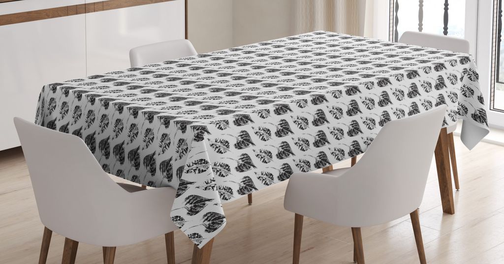ABAKUHAUS Blätter Tischdecke, Inky Grunge Blumenmuster, Wasserfest Waschbar mit Klar Sichtbaren Farben kein Verblassen Personalisiert, 140 x 200 c...