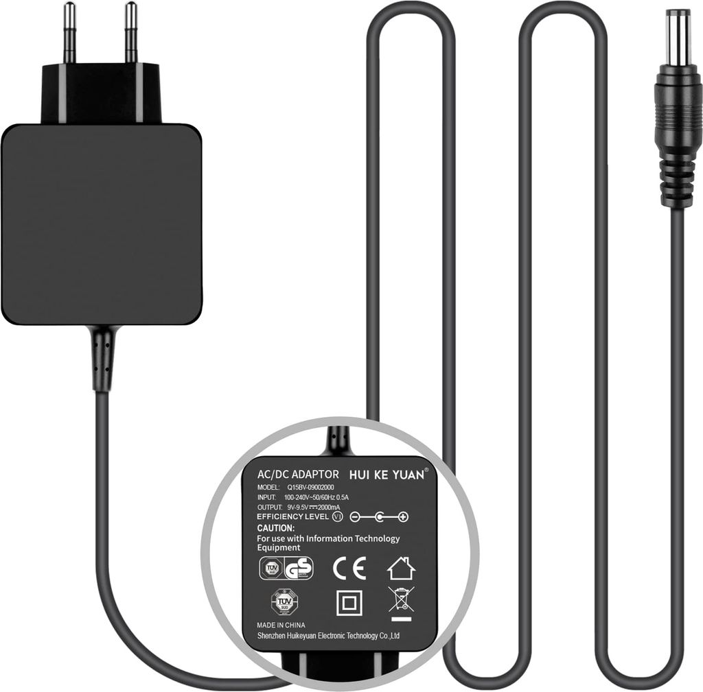 HKY 18W 9V 2A Netzteil für Wlan-Routern, LCD-TV's, externen Festplatten, LED-Beleuchtungen, LCD - Bildschirmen Switch Ladegerät, Drucker, Scanner...