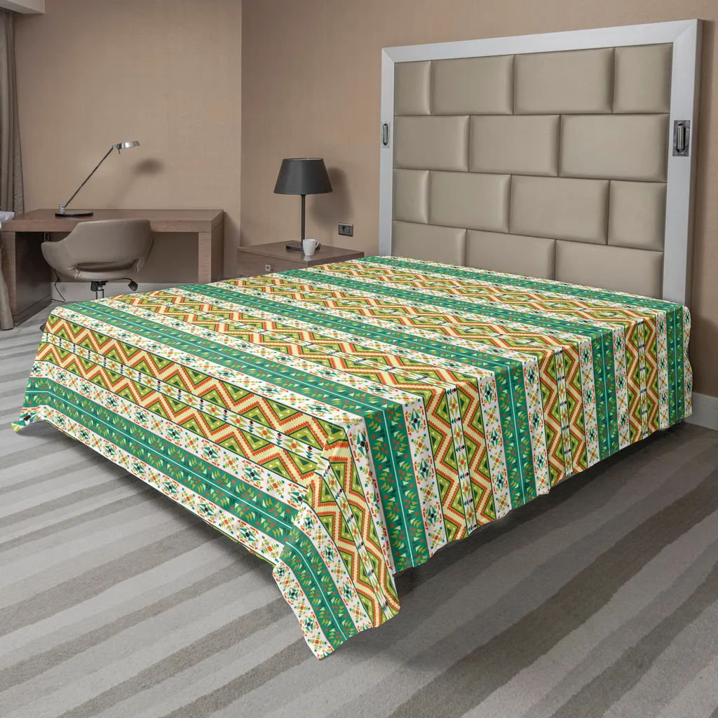 Lenzuolo Sopra ABAKUHAUS 266x260 cm Stile Etnico Motivo Tribale Verde
