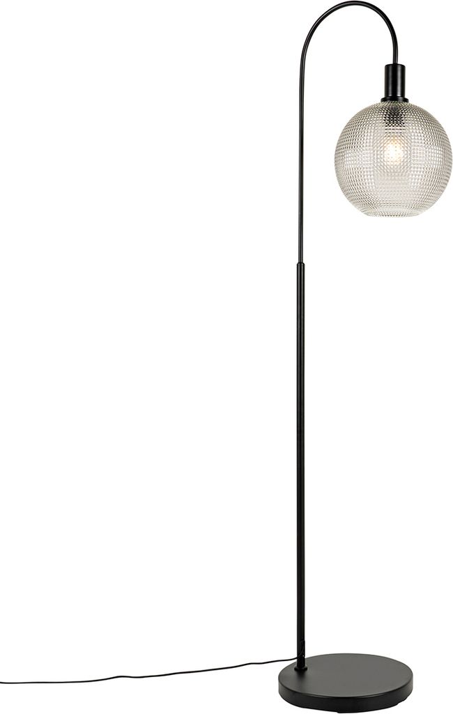 QAZQA - Design Design-Stehlampe schwarz mit Rauchglas - Chico I Wohnzimmer I Schlafzimmer - Länglich - LED geeignet E27