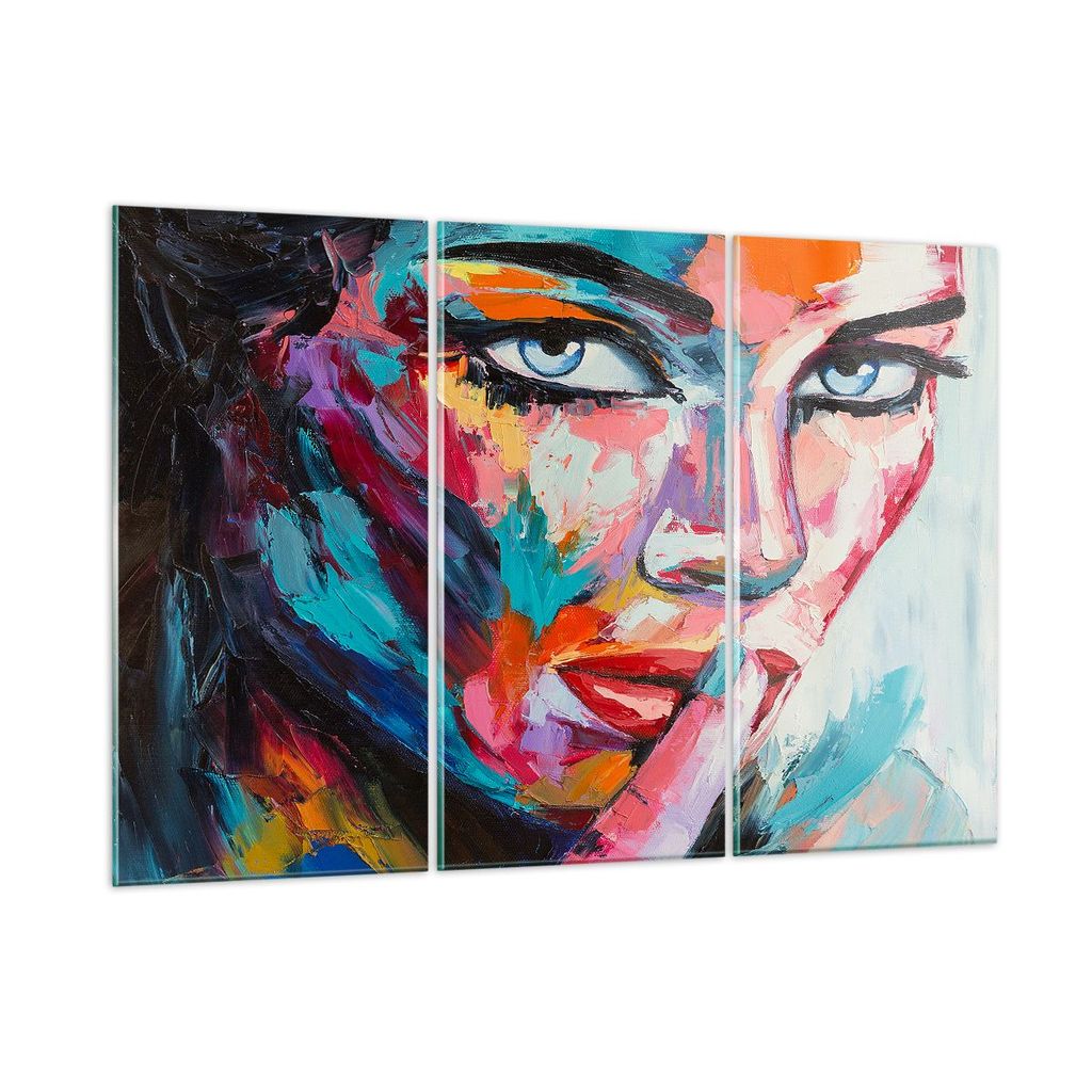 Bilder auf glas - Mädchen Gesicht - 105x70cm - Glasbilder - Wandbilder - Kunstdruck - zum Aufhängen bereit - Wanddekoration aus Glas - Glas Bilde...