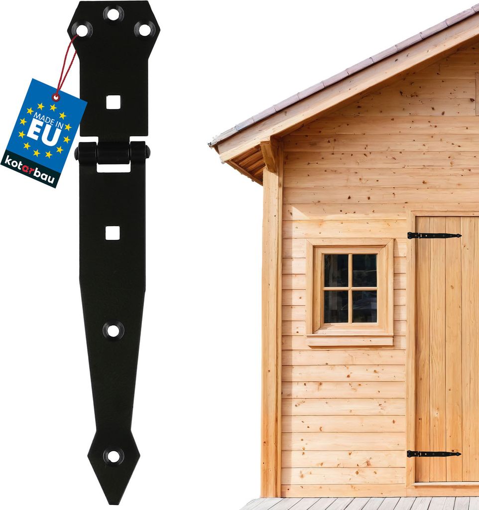 KOTARBAU Werfgehänge 200 mm Türband Torscharnier Pulverbeschichtet Ladenband Kreuzgehänge Türscharnier Band Scharnier Schwarz Rostfrei Top