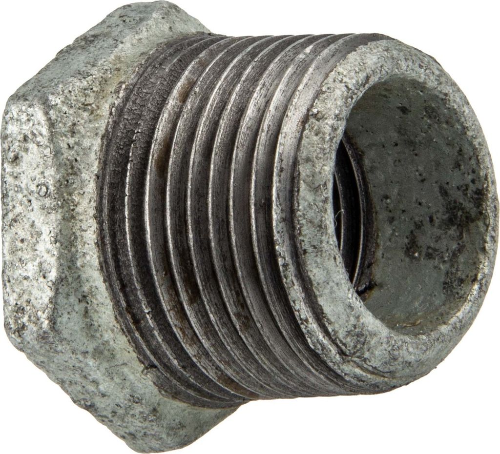 Temperguss-Gewindefitting verzinkt Reduziernippel, AG x IG 3/4 x 3/8 Zoll, Typ 241, DVGW