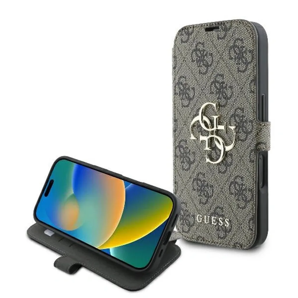 Guess GUBKP16S4GMGBR iPhone 16 6.1" Book Case 4G Logo Marrone