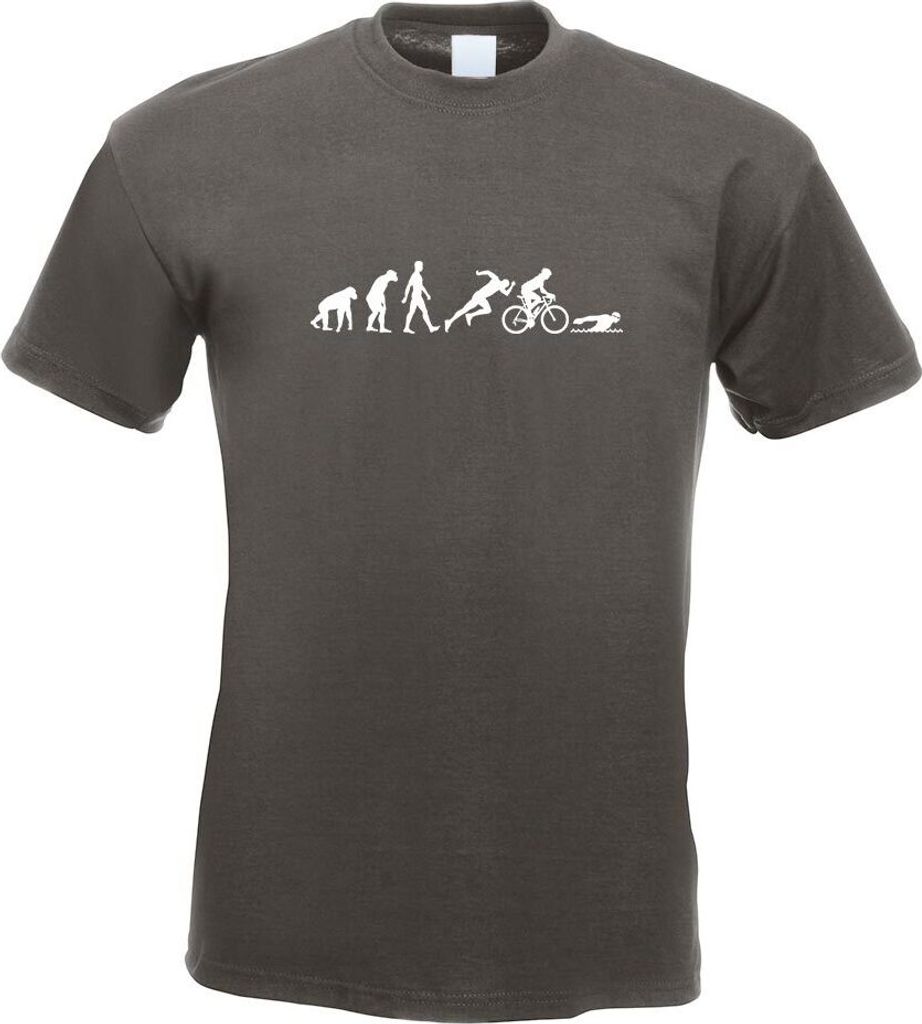 Kiwistar - T-Shirt - Graphit - Triathlon Evolution Motiv Bedruckt Funshirt Design Print - mit Motiv Bedruckt - Funshirt Design - Sport - Freizeit -...