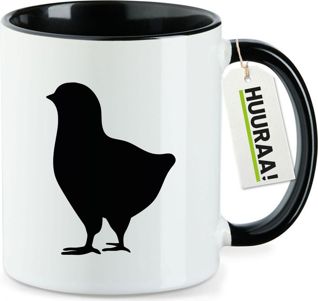 Huuraa Kaffeetasse Küken Silhouette 330ml Schwarz Keramik Kaffeebecher Geschenkidee
