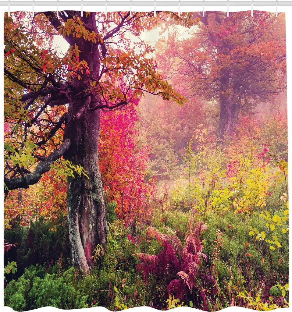 Rideau de douche forêt automne Ukraine en tissu 175 x 240 cm - ABAKUHAUS