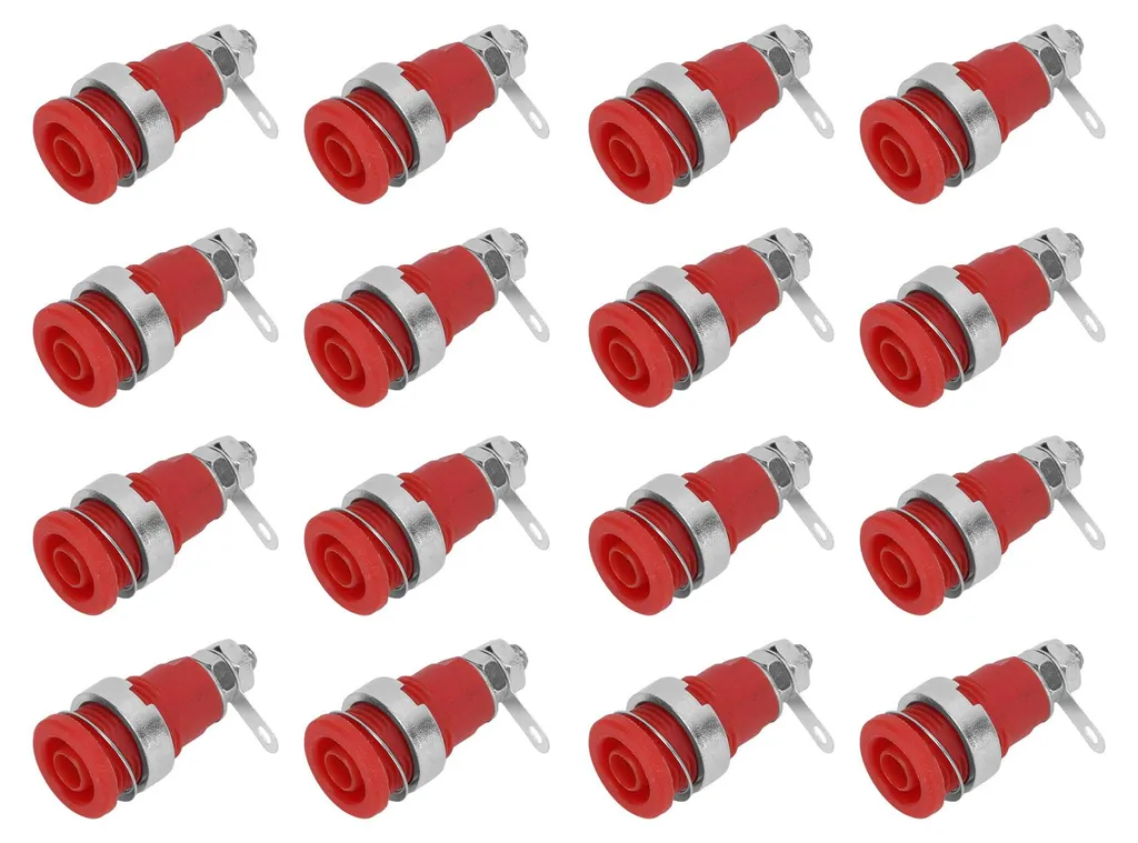 Connecteur fiche banane 4 mm métal rouge pour cordons de mesure - 50 pcs
