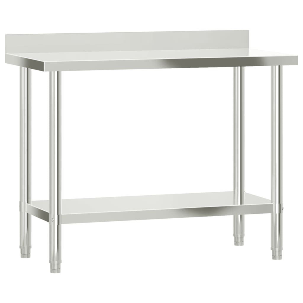 DELUKE Edelstahl Arbeitstisch mit Aufkantung OVA 110x55x93cm, Edelstahl Gastro-Arbeitstisch Arbeitsfläche Gastro-Küchentisch