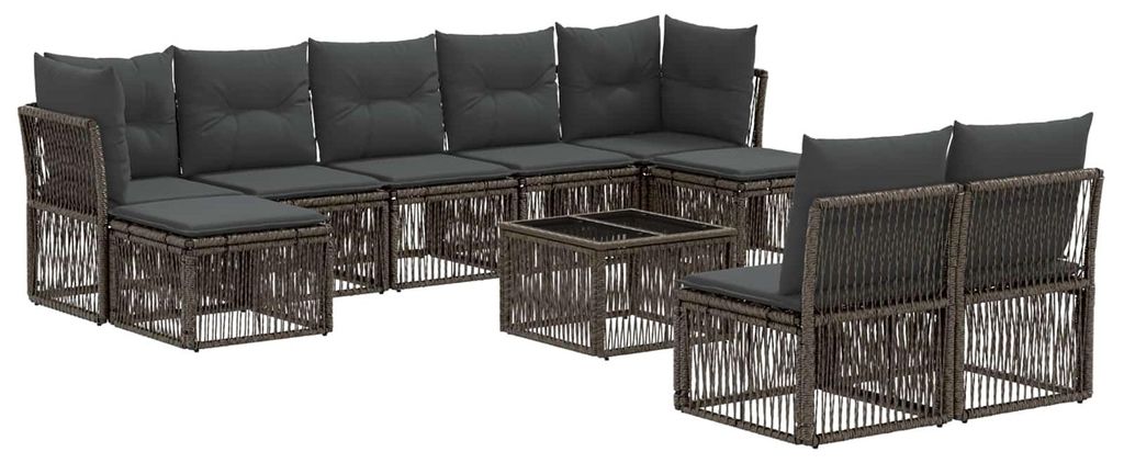vidaXL Gartensofa-set 10 pcs Grau Poly-Rattan