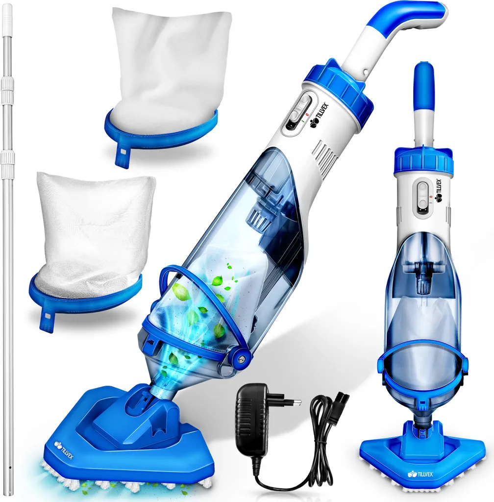Aspiratore Piscina tillvex Elettrico: Pulizia Senza Fili 15m³ Blue