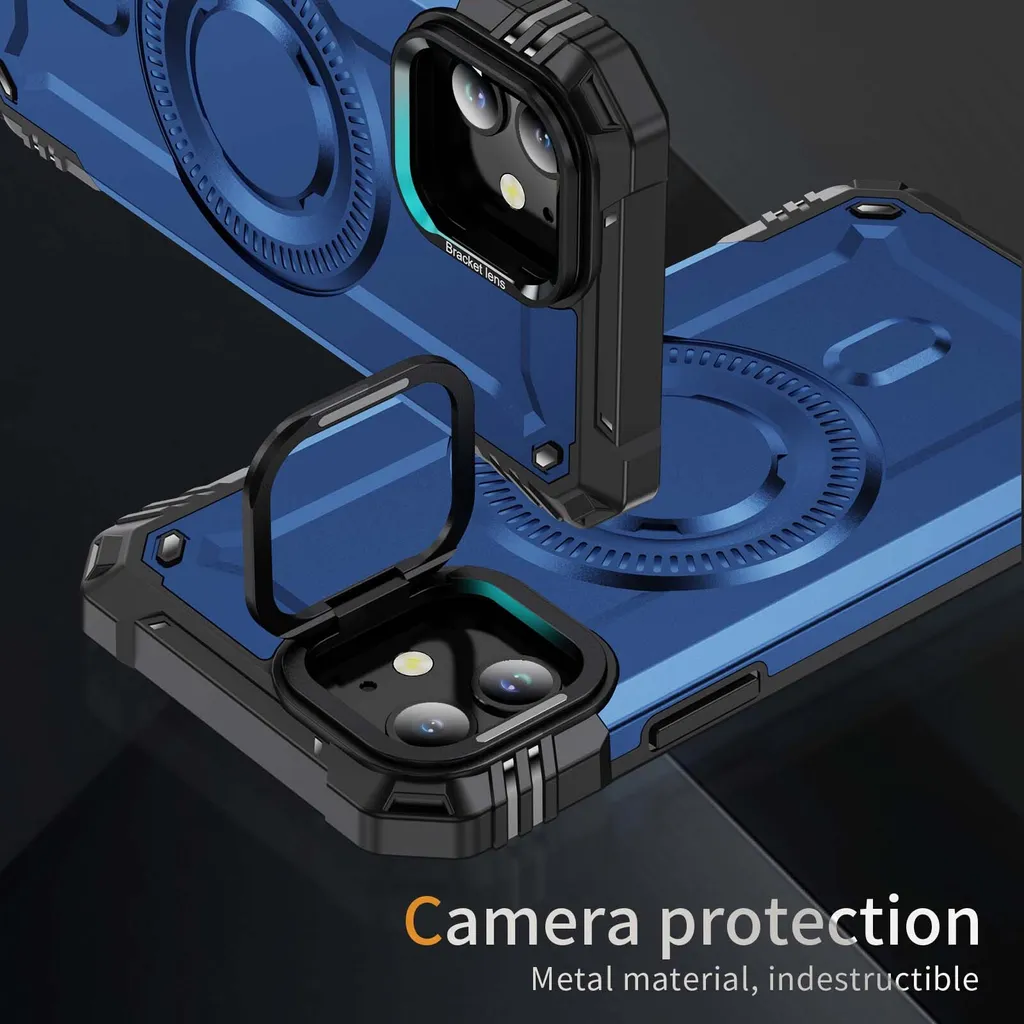 DASFOND Cover Per IPhone 12 Mini – Antiurto Grado Militare Con Anello Girevole 360° E Supporto Magnetico (Blu)
