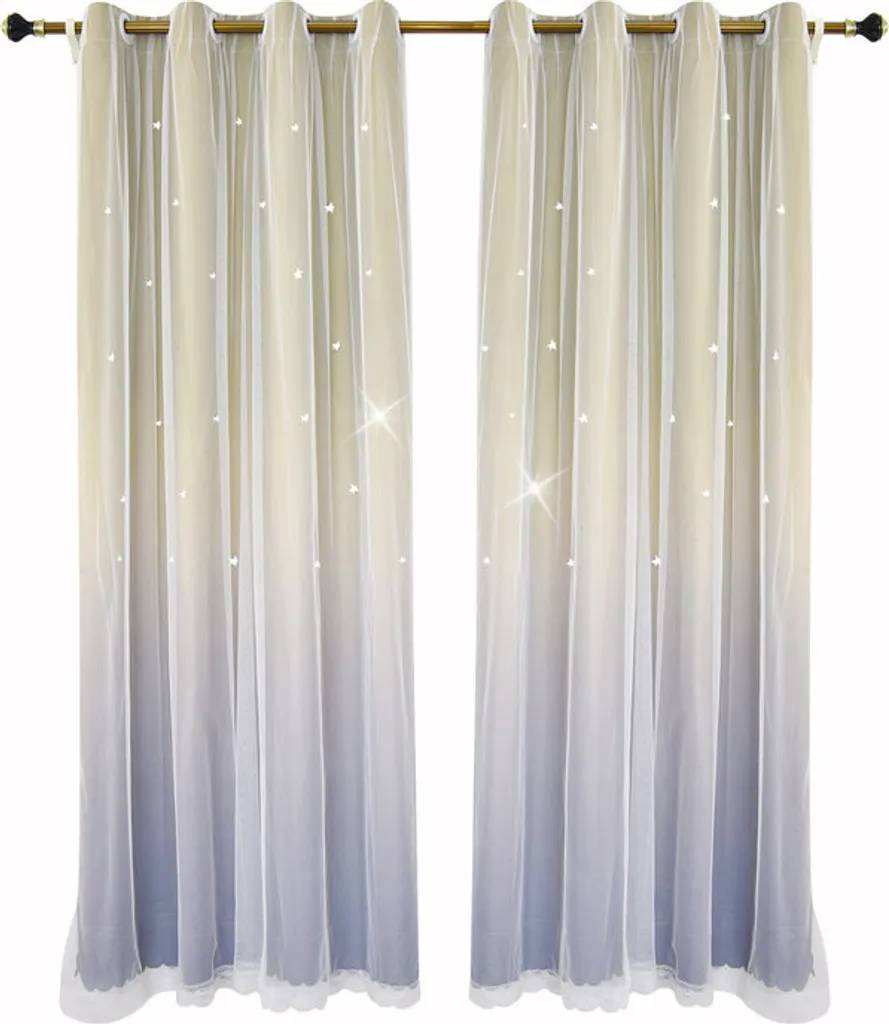 Rideaux Rainbow Star occultants 132x240cm Jaune et Violet pour Fille