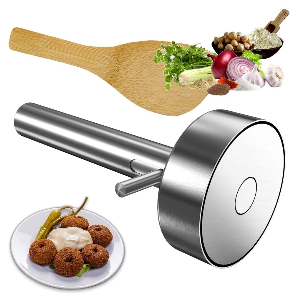 Professioneller Falafel-Maker aus Edelstahl, antihaftbeschichtet, lebensmittelechtes Werkzeug und Spatel für perfekte syrische Falafel und Donuts,...