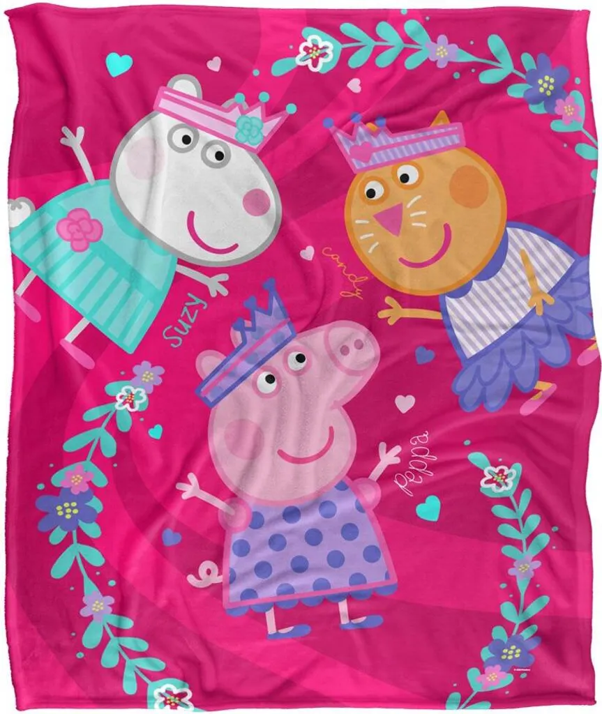Couverture Enfant Peppa Pig pour Lit et Canapé Blanche Peppa et Amis