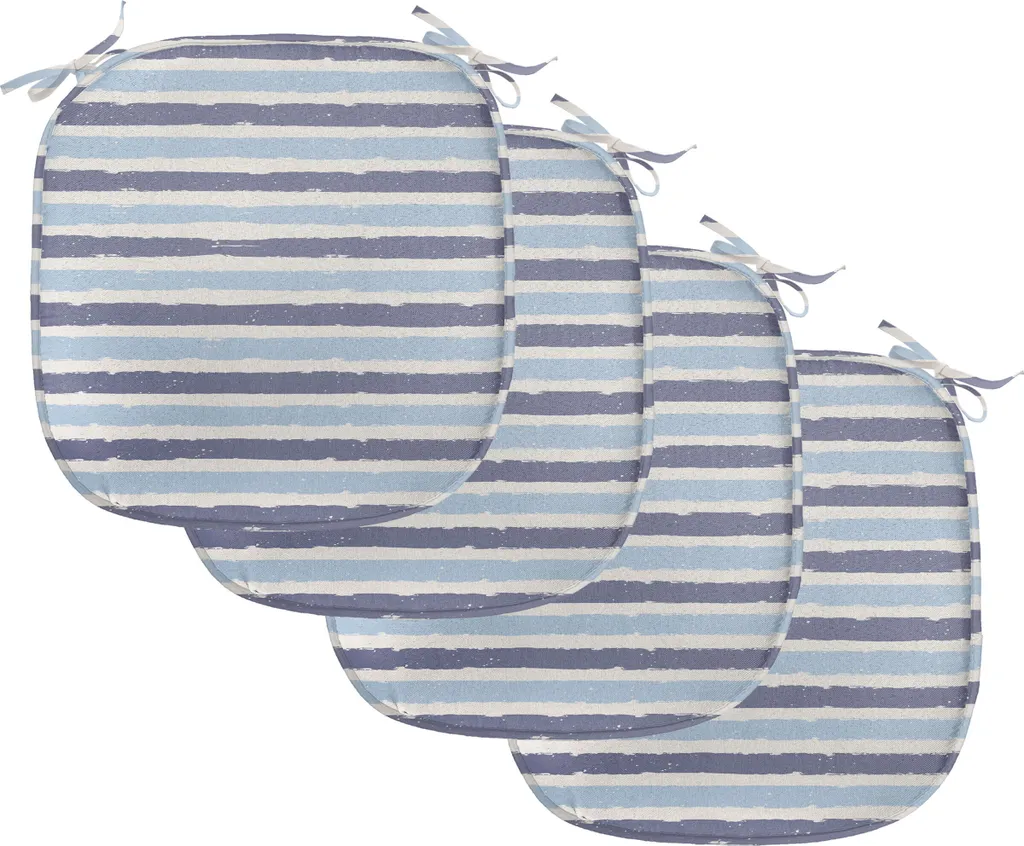Coussins de Chaise Imperméables 40 cm avec Attaches Lot de 4 Bleu Cadet