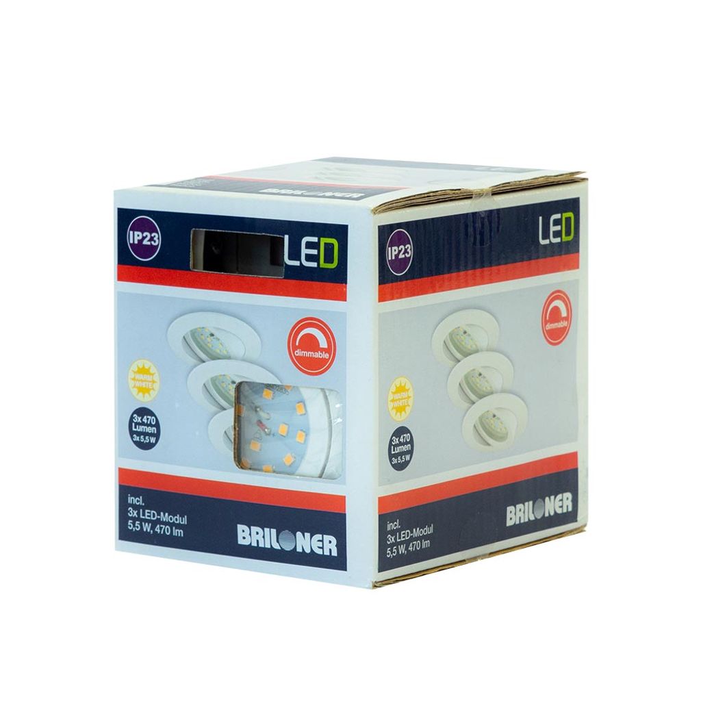Lampy wpuszczane LED ściemnialne obrotowe zestaw 3 5,5 W Zdjęcie produktu 