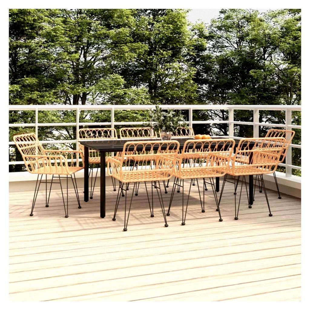 9-teiliges Garten-Esszimmer-Set aus Poly-Rattan