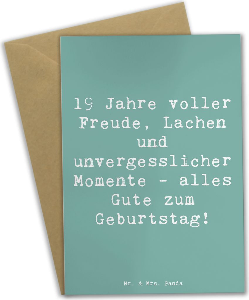 Mr. & Mrs. Panda babykarte Spruch 19. Geburtstag Freude - Meeresbrise - Geschenk, liebevolle Botschaft, kommunionskarte, hochzeitskarten, Klappkart...