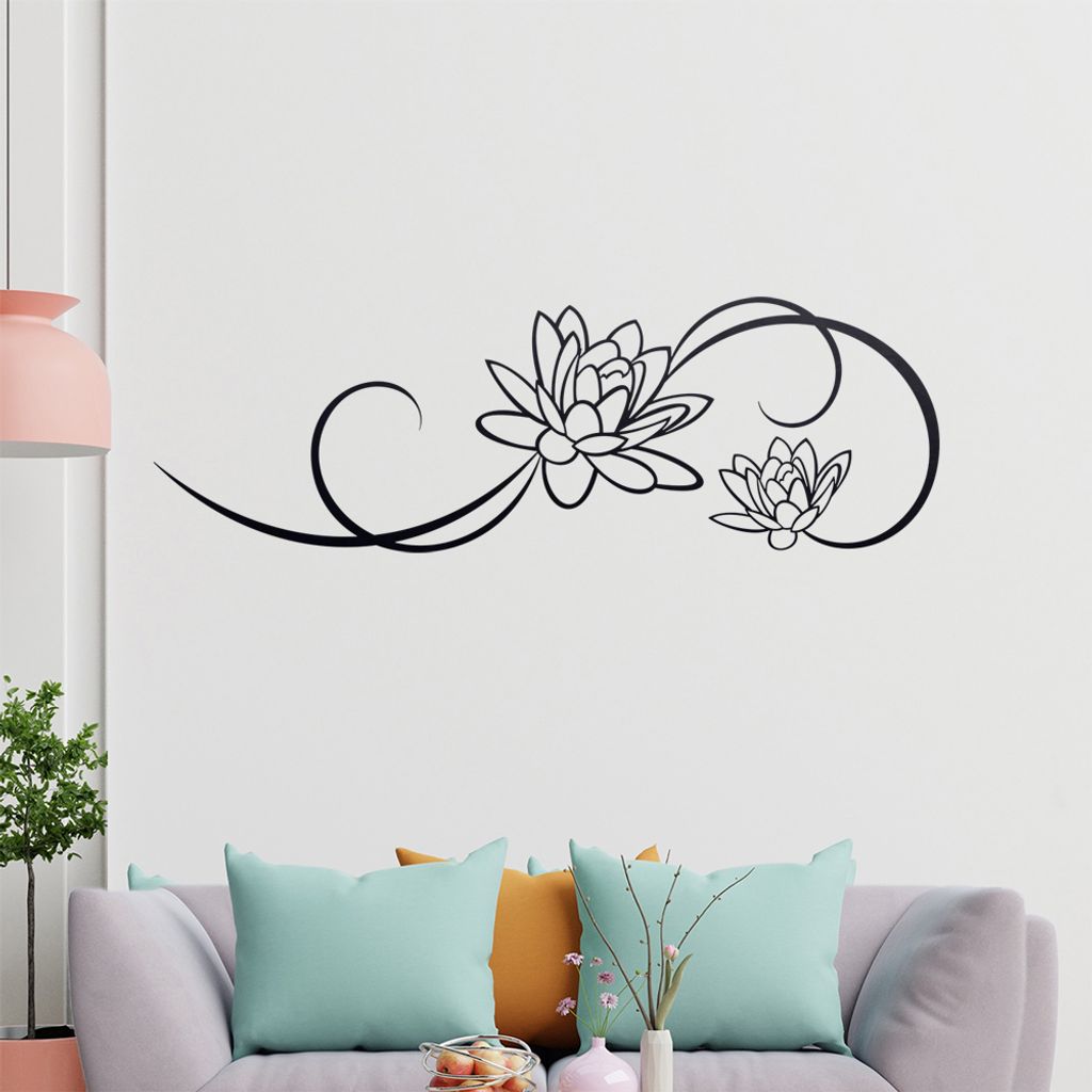 Blume - Linien Wandtattoo in 6 Größen - Wandaufkleber Wall Sticker - Dekoration, Küche, Wohnzimmer, Schlafzimmer, Badezimmer