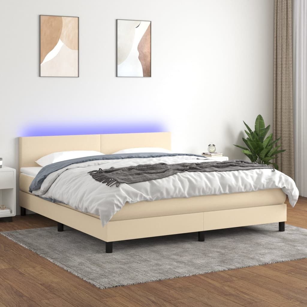 Maison Exclusive - Boxspringbett mit Matratze & LED Creme 180x200 cm Stoff