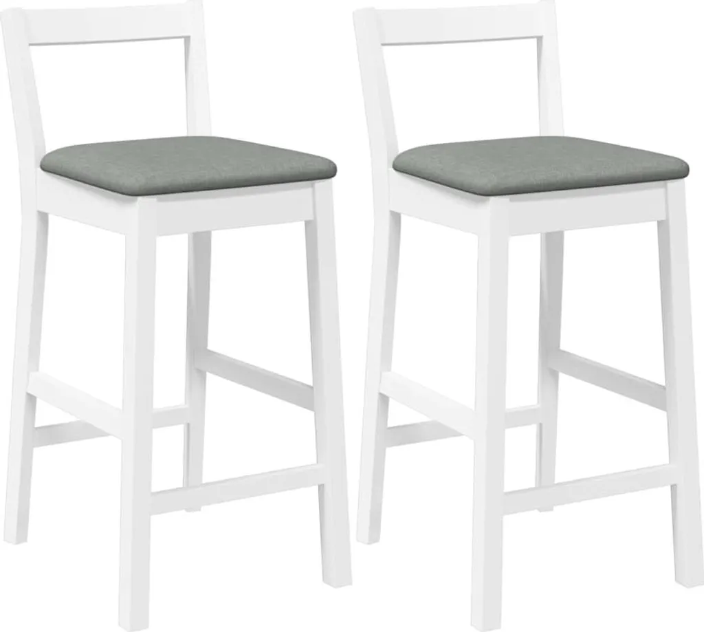 Set 2 Sgabelli da Bar Moderni Bianchi in Legno di Gomma | Design Chic