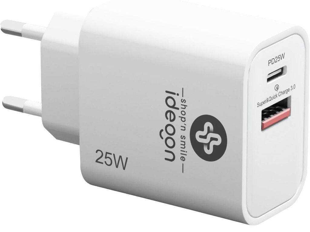 Dual 25Watt USB Ladegerät, 1x USB-C und USB-A, PD- & Produktbild 