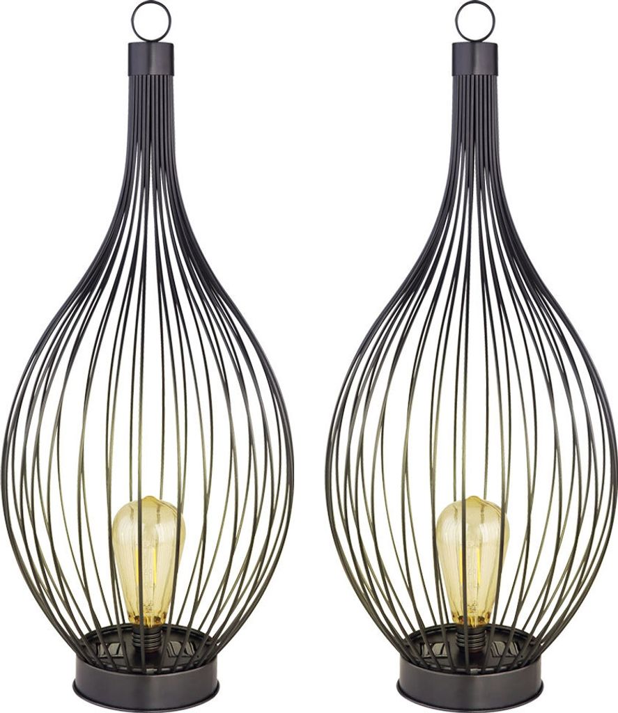 2x LED Solarleuchten im Käfig Design, H 57 cm Produktbild 