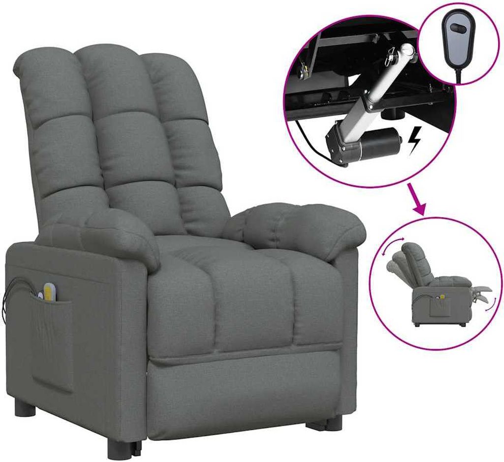 masážní křeslo vidaXL Electric Dark Grey Fabric Obrázek produktu 