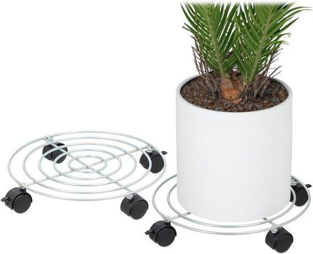 Kunststof bloempotten ondersteuning met wielen, 2 stuks, Ø 32 cm