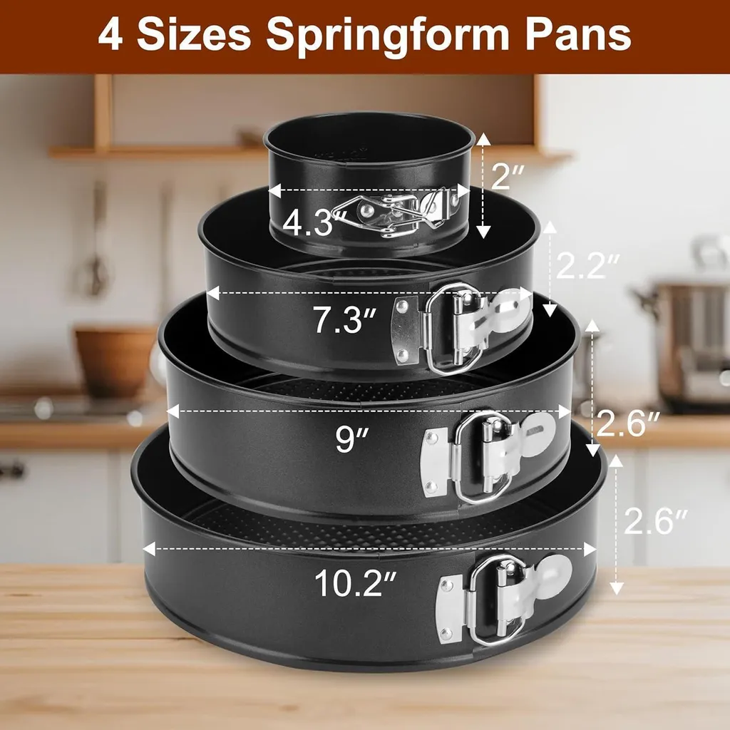 Stampi Torta a Cerniera isheTao Set 4 Pezzi | Ideale per Cheesecake - 2