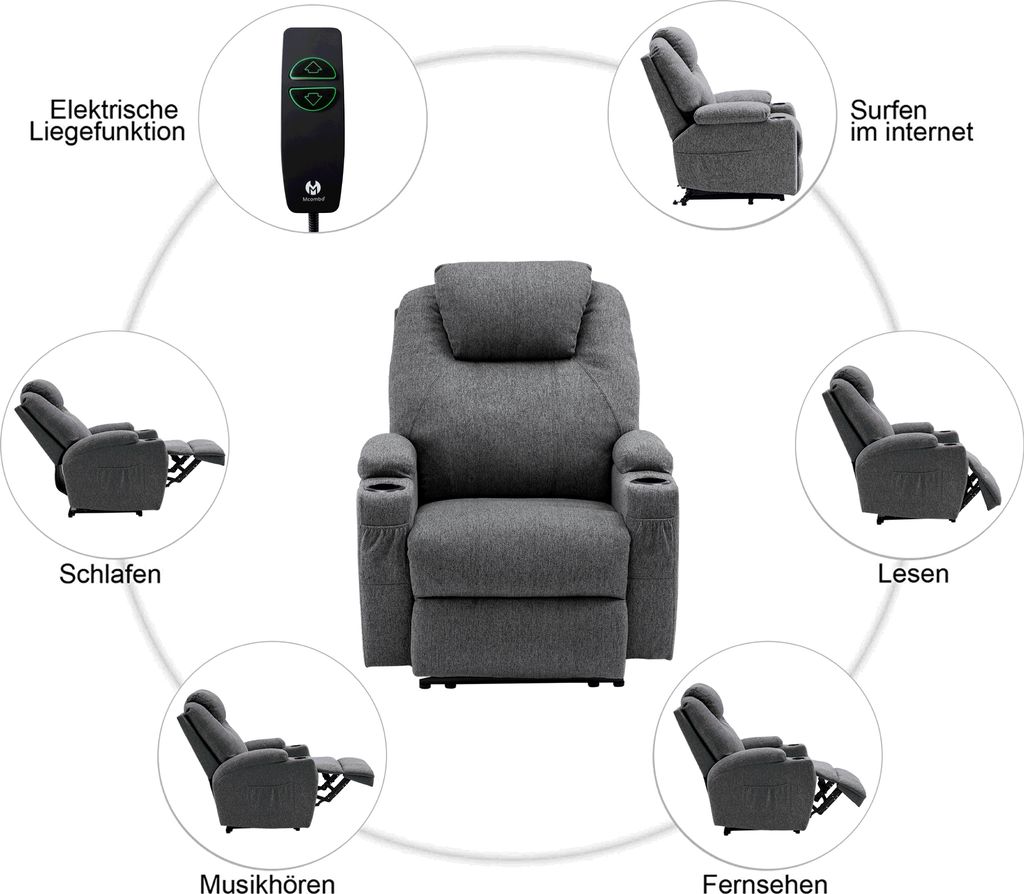MCombo Elektrisch Relaxsessel Massagesessel Fernsehsessel Produktbild 5