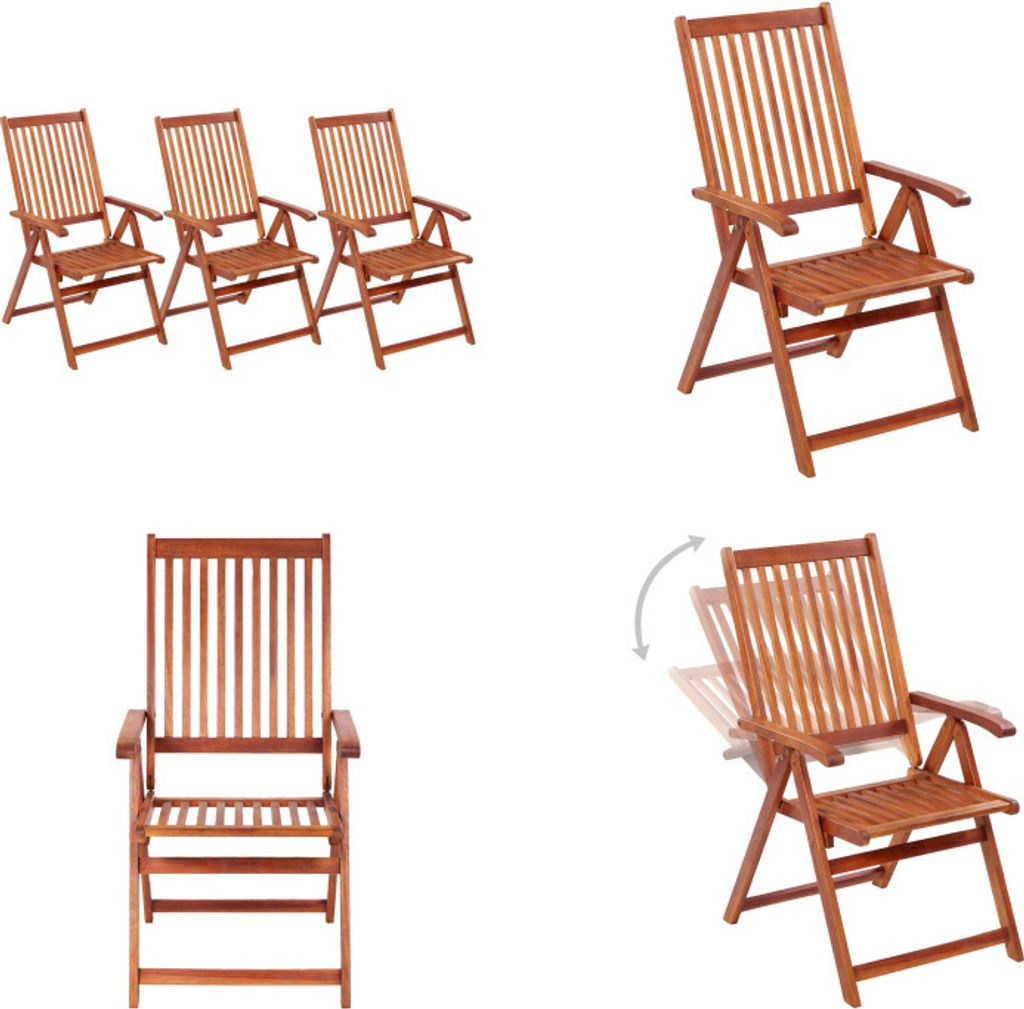 vidaXL Klappbare Gartenstühle 3 Stk. Massivholz Akazie - Gartenstuhl - Gartenstühle - Stuhl - Stühle