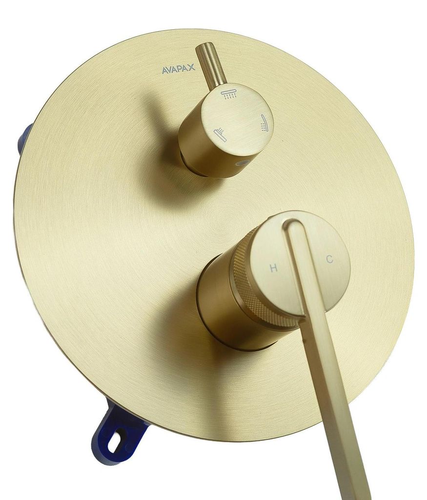 Avapax | Dusch- Und Badewannenarmatur - Gebürstetes Gold - Dreifunktional - Messing - Keramikkartusche 35 Mm
